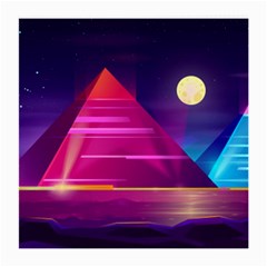 Egyptian Pyramids Night Landscape Cartoon Medium Glasses Cloth (2 Sides) by Vaneshart