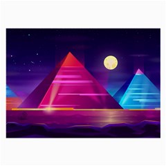 Egyptian Pyramids Night Landscape Cartoon Large Glasses Cloth (2 Sides) by Vaneshart