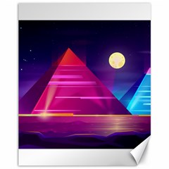 Egyptian Pyramids Night Landscape Cartoon Canvas 11  X 14  by Vaneshart