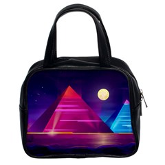 Egyptian Pyramids Night Landscape Cartoon Classic Handbag (two Sides) by Vaneshart