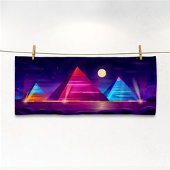 Egyptian Pyramids Night Landscape Cartoon Hand Towel by Vaneshart