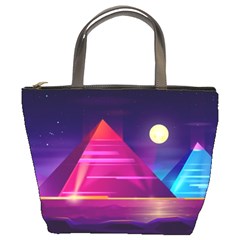 Egyptian Pyramids Night Landscape Cartoon Bucket Bag by Vaneshart