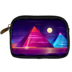 Egyptian Pyramids Night Landscape Cartoon Digital Camera Leather Case by Vaneshart