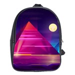 Egyptian Pyramids Night Landscape Cartoon School Bag (Large) Front