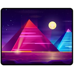 Egyptian Pyramids Night Landscape Cartoon Fleece Blanket (medium)  by Vaneshart