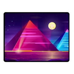 Egyptian Pyramids Night Landscape Cartoon Fleece Blanket (small) by Vaneshart