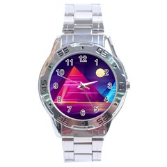 Egyptian Pyramids Night Landscape Cartoon Stainless Steel Analogue Watch by Vaneshart