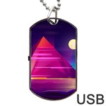 Egyptian Pyramids Night Landscape Cartoon Dog Tag USB Flash (Two Sides) Back