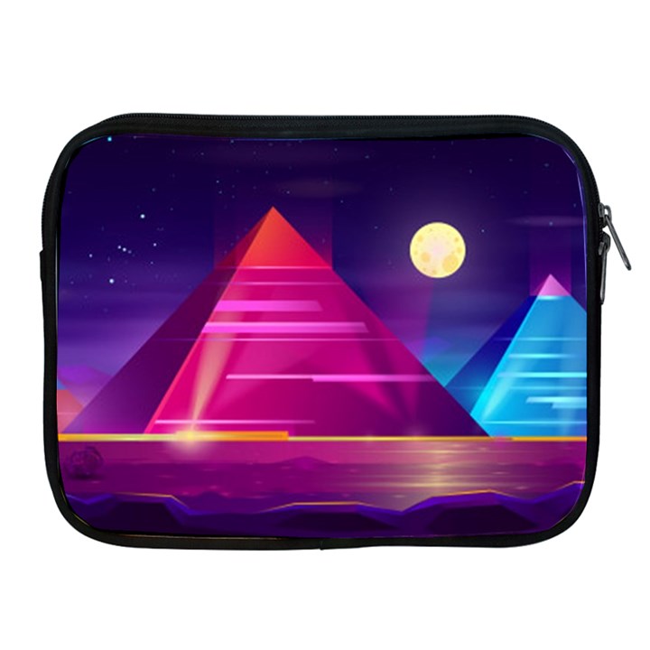 Egyptian Pyramids Night Landscape Cartoon Apple iPad 2/3/4 Zipper Cases