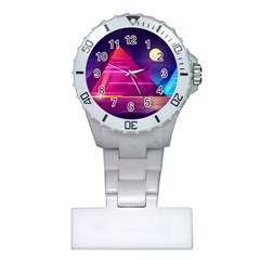 Egyptian Pyramids Night Landscape Cartoon Plastic Nurses Watch by Vaneshart