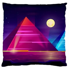 Egyptian Pyramids Night Landscape Cartoon Standard Flano Cushion Case (two Sides) by Vaneshart