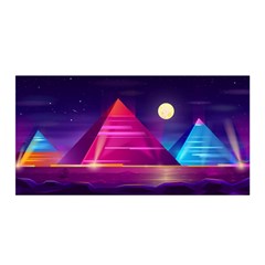 Egyptian Pyramids Night Landscape Cartoon Satin Wrap by Vaneshart