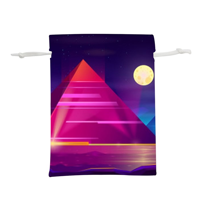 Egyptian Pyramids Night Landscape Cartoon Lightweight Drawstring Pouch (M)