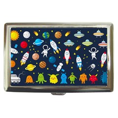 Big Set Cute Astronauts Space Planets Stars Aliens Rockets Ufo Constellations Satellite Moon Rover V Cigarette Money Case by Vaneshart