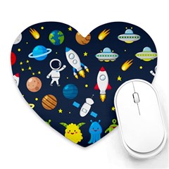 Big Set Cute Astronauts Space Planets Stars Aliens Rockets Ufo Constellations Satellite Moon Rover V Heart Mousepads by Vaneshart