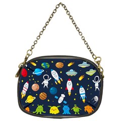 Big Set Cute Astronauts Space Planets Stars Aliens Rockets Ufo Constellations Satellite Moon Rover V Chain Purse (one Side) by Vaneshart