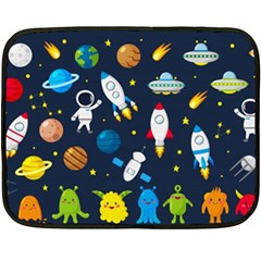 Big Set Cute Astronauts Space Planets Stars Aliens Rockets Ufo Constellations Satellite Moon Rover V Fleece Blanket (mini) by Vaneshart