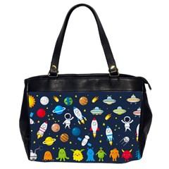 Big Set Cute Astronauts Space Planets Stars Aliens Rockets Ufo Constellations Satellite Moon Rover V Oversize Office Handbag (2 Sides) by Vaneshart