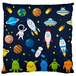 Big Set Cute Astronauts Space Planets Stars Aliens Rockets Ufo Constellations Satellite Moon Rover V Standard Flano Cushion Case (One Side) Front