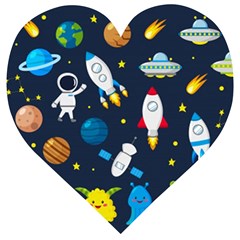 Big Set Cute Astronauts Space Planets Stars Aliens Rockets Ufo Constellations Satellite Moon Rover V Wooden Puzzle Heart by Vaneshart