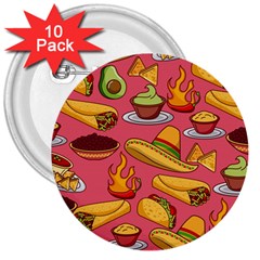 Seamless Pattern Mexican Food Hat Traditional 3  Buttons (10 Pack)  by Vaneshart