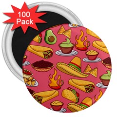 Seamless Pattern Mexican Food Hat Traditional 3  Magnets (100 Pack) by Vaneshart