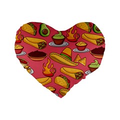 Seamless Pattern Mexican Food Hat Traditional Standard 16  Premium Flano Heart Shape Cushions by Vaneshart