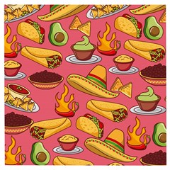 Seamless Pattern Mexican Food Hat Traditional Wooden Puzzle Square by Vaneshart