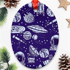 Space Sketch Seamless Pattern Ornament (oval) by Vaneshart