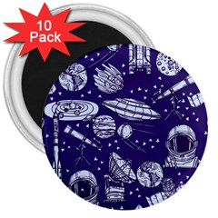 Space Sketch Seamless Pattern 3  Magnets (10 Pack)  by Vaneshart