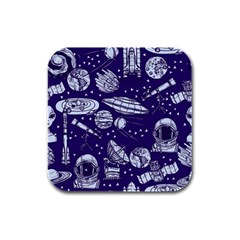 Space Sketch Seamless Pattern Rubber Square Coaster (4 Pack)  by Vaneshart