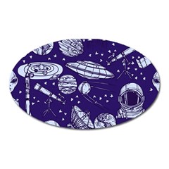 Space Sketch Seamless Pattern Oval Magnet by Vaneshart