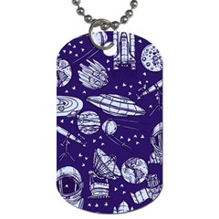 Space Sketch Seamless Pattern Dog Tag (one Side) by Vaneshart