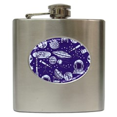 Space Sketch Seamless Pattern Hip Flask (6 Oz) by Vaneshart