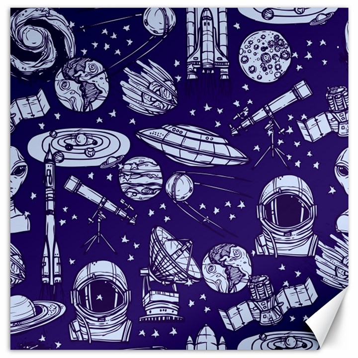 Space Sketch Seamless Pattern Canvas 12  x 12 