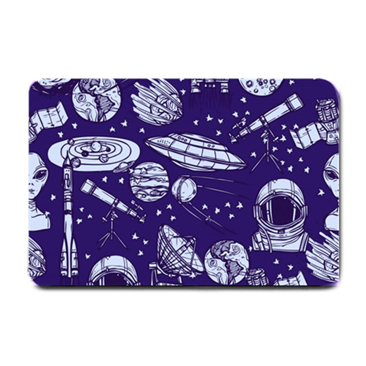 Space Sketch Seamless Pattern Small Doormat 