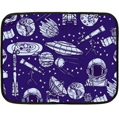 Space Sketch Seamless Pattern Fleece Blanket (mini) by Vaneshart