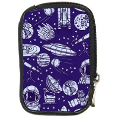 Space Sketch Seamless Pattern Compact Camera Leather Case by Vaneshart