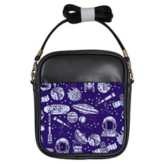 Space Sketch Seamless Pattern Girls Sling Bag by Vaneshart