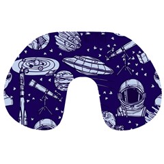 Space Sketch Seamless Pattern Travel Neck Pillow by Vaneshart