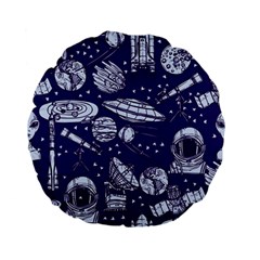 Space Sketch Seamless Pattern Standard 15  Premium Flano Round Cushions by Vaneshart