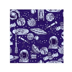 Space Sketch Seamless Pattern Small Satin Scarf (square) by Vaneshart