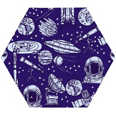 Space Sketch Seamless Pattern Wooden Puzzle Hexagon by Vaneshart