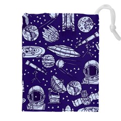 Space Sketch Seamless Pattern Drawstring Pouch (5xl) by Vaneshart