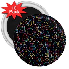 Seamless Pattern With Love Symbols 3  Magnets (10 Pack)  by Vaneshart