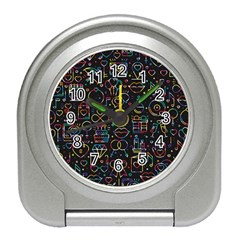 Seamless Pattern With Love Symbols Travel Alarm Clock by Vaneshart