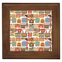 Vintage Gadget Seamless Pattern Framed Tile by Vaneshart