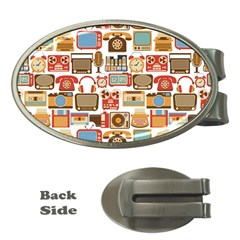 Vintage Gadget Seamless Pattern Money Clips (oval)  by Vaneshart