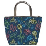 Hand Drawn Brazilian Carnival Seamless Pattern With Maracas Music Instruments Bucket Bag Back