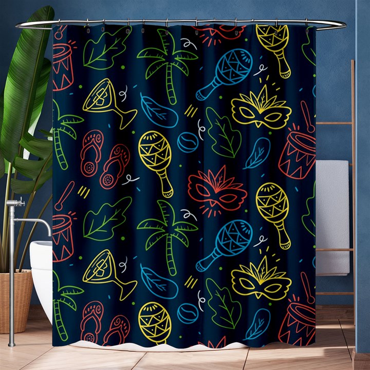 Hand Drawn Brazilian Carnival Seamless Pattern With Maracas Music Instruments Shower Curtain 60  x 72  (Medium) 